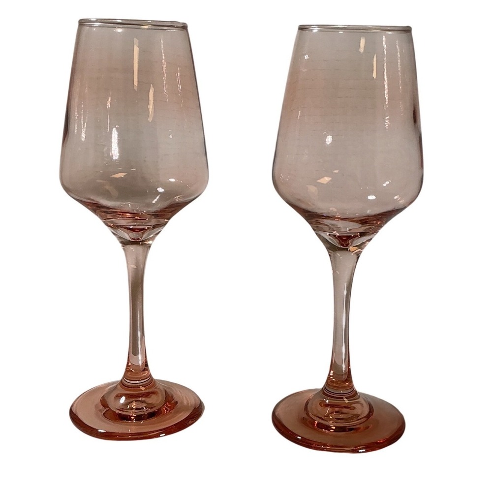 Bella Maison Pink Wine Glasses Set of 2 Blush Stemware 8.25 Inch